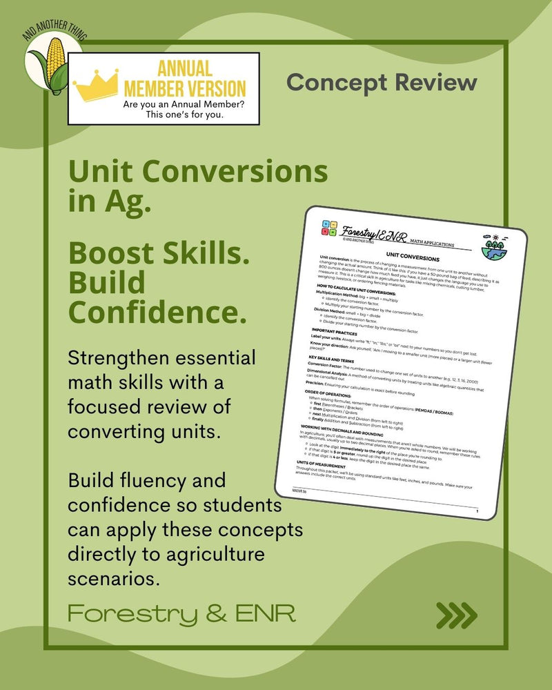 Load image into Gallery viewer, And Another Thing MATH APPLICATION, Forestry ENR CONVERSIONS (ANNUAL)