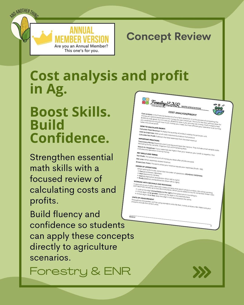 Load image into Gallery viewer, And Another Thing MATH APPLICATION, Forestry ENR PROFIT (ANNUAL)