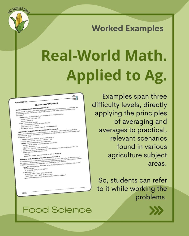 Load image into Gallery viewer, And Another Thing MATH APPLICATION, Food Science AVERAGES (ANNUAL)