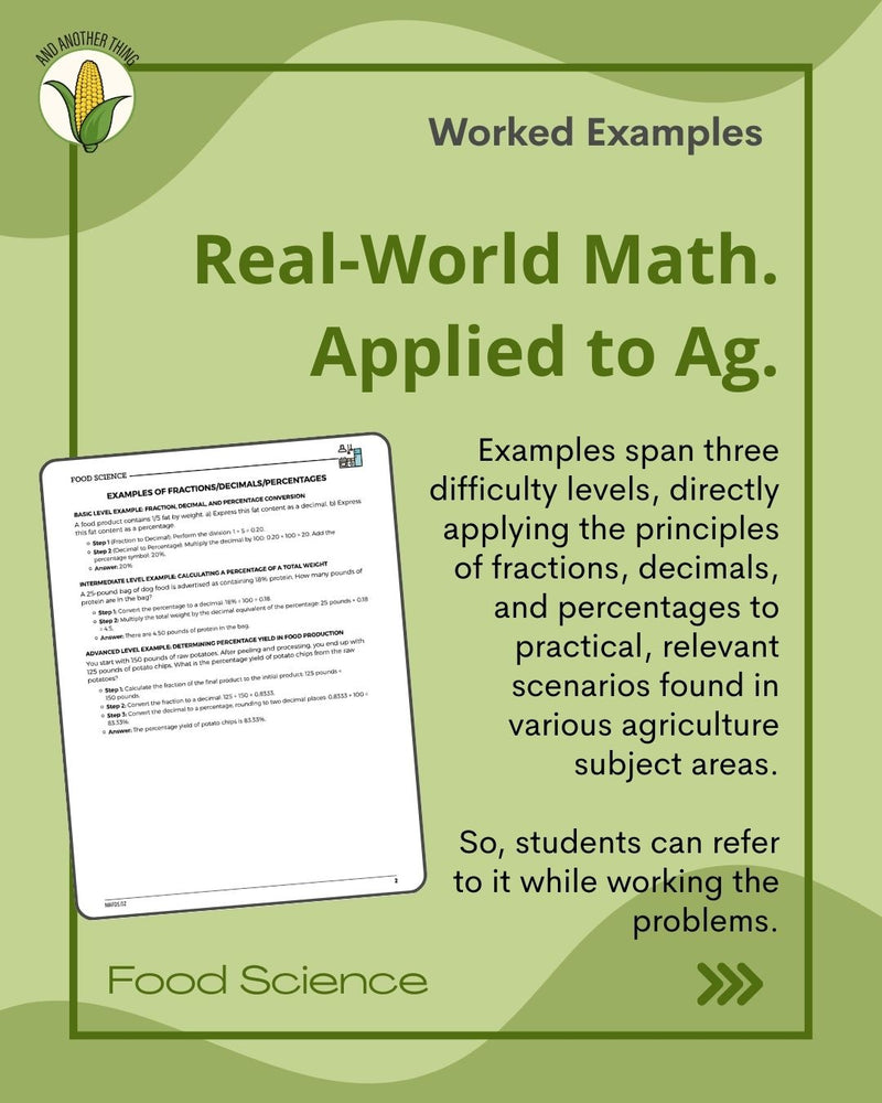 Load image into Gallery viewer, And Another Thing MATH APPLICATION, Food Science PERCENTAGES (ANNUAL)