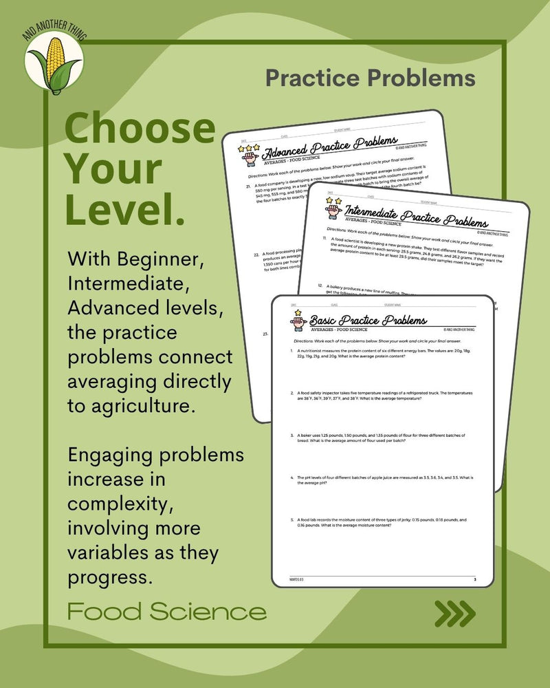 Load image into Gallery viewer, And Another Thing MATH APPLICATION, Food Science AVERAGES (ANNUAL)