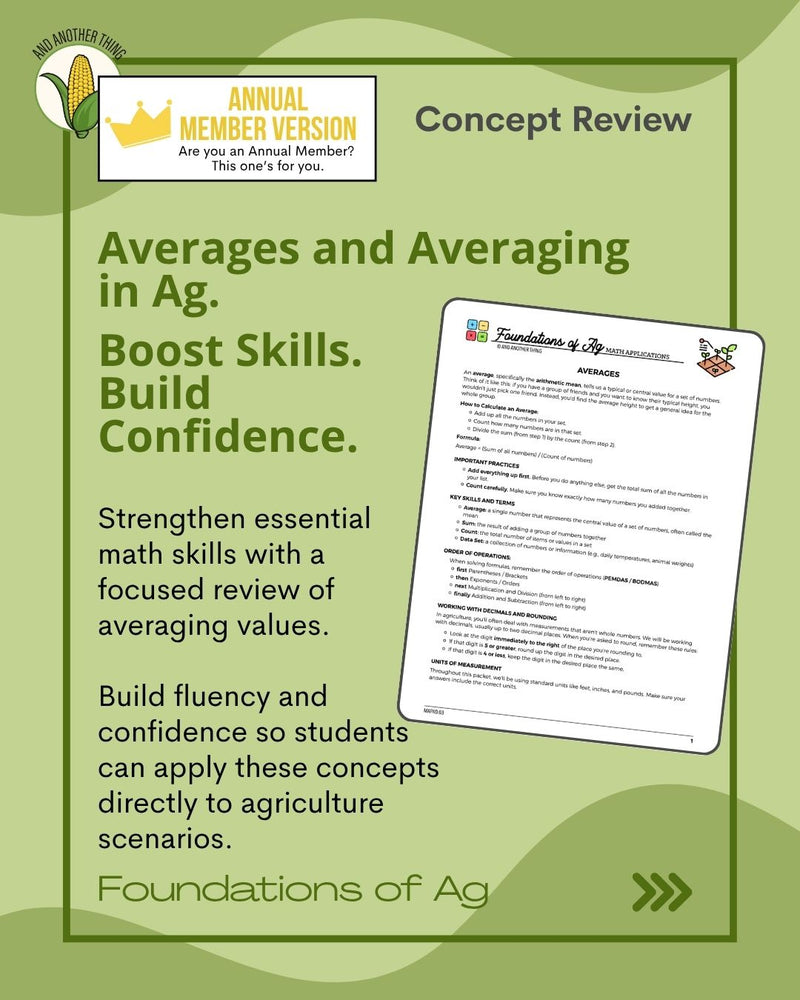 Load image into Gallery viewer, And Another Thing MATH APPLICATION, Foundations of Ag AVERAGES (ANNUAL)