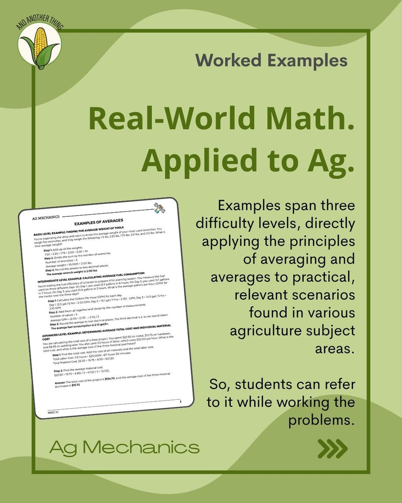 Load image into Gallery viewer, And Another Thing MATH APPLICATION, Ag Mechanics AVERAGES (ANNUAL)