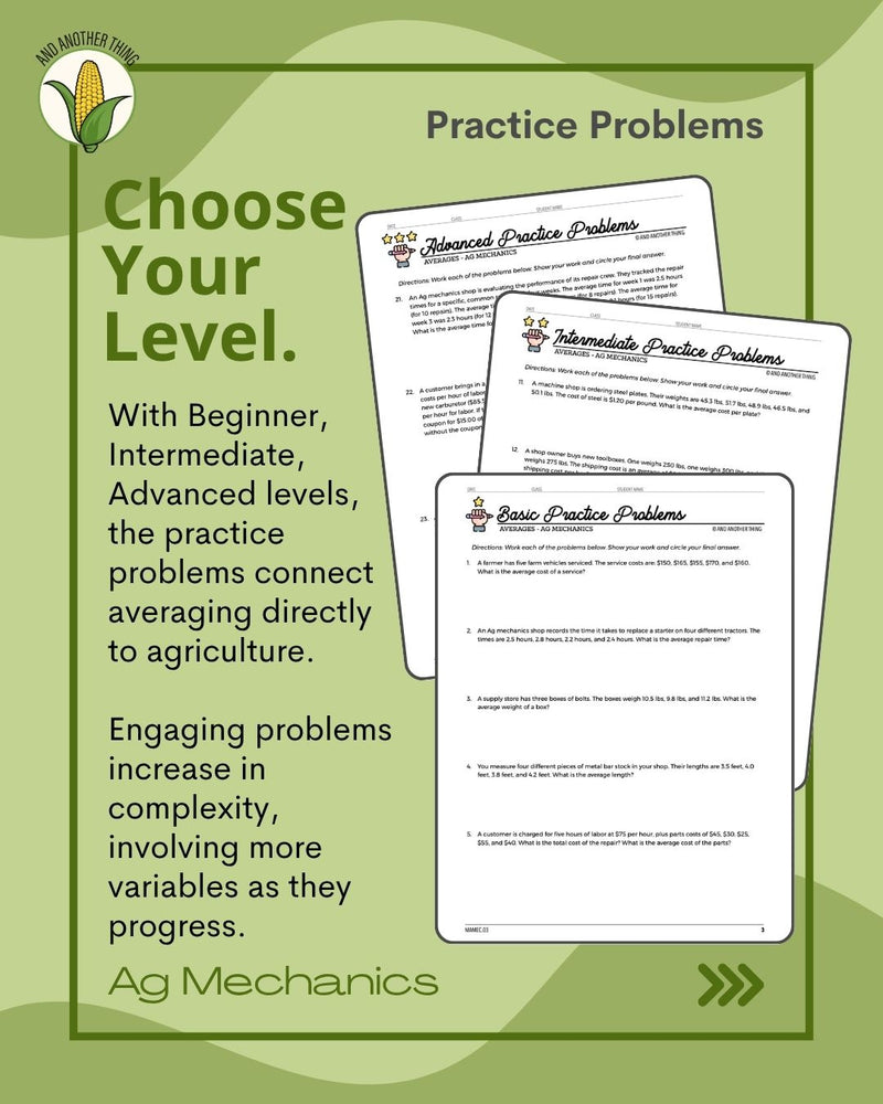 Load image into Gallery viewer, And Another Thing MATH APPLICATION, Ag Mechanics AVERAGES (ANNUAL)
