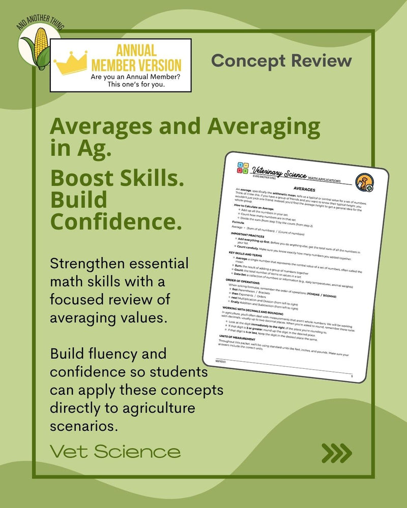 Load image into Gallery viewer, And Another Thing MATH APPLICATION, Vet Science AVERAGES (ANNUAL)