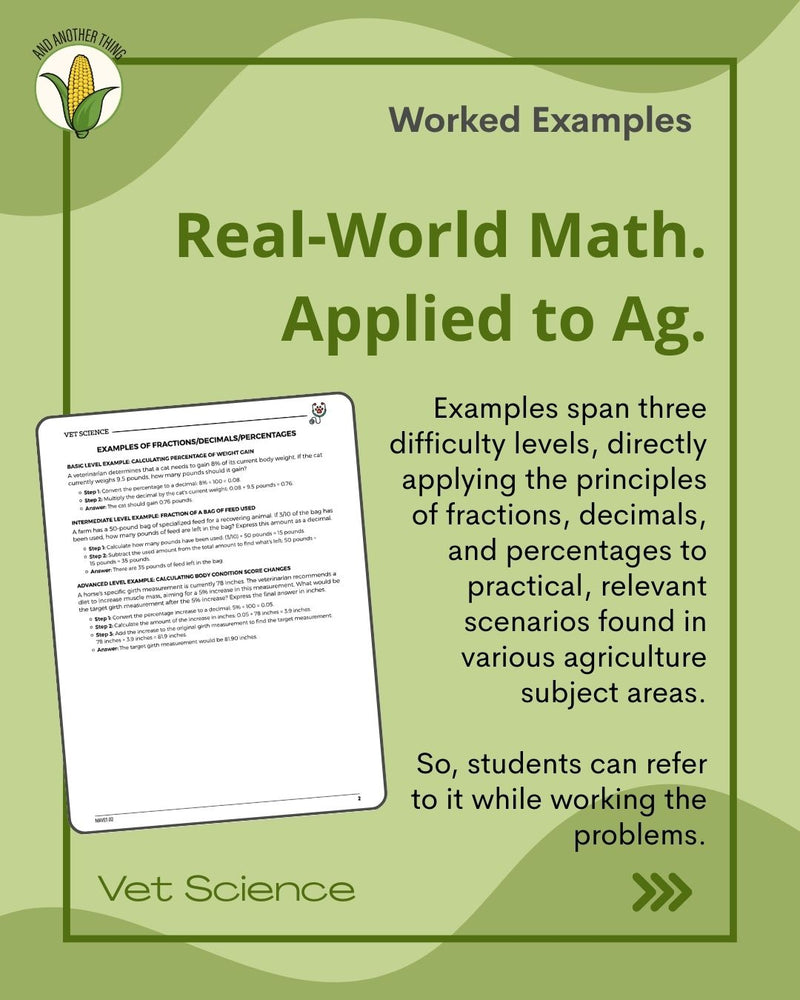 Load image into Gallery viewer, And Another Thing MATH APPLICATION, Vet Science PERCENTAGES (ANNUAL)