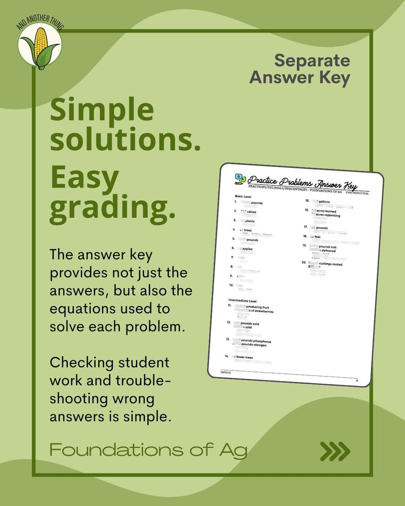 Load image into Gallery viewer, And Another Thing MATH APPLICATION, Foundations of Ag PERCENTAGES (ANNUAL)