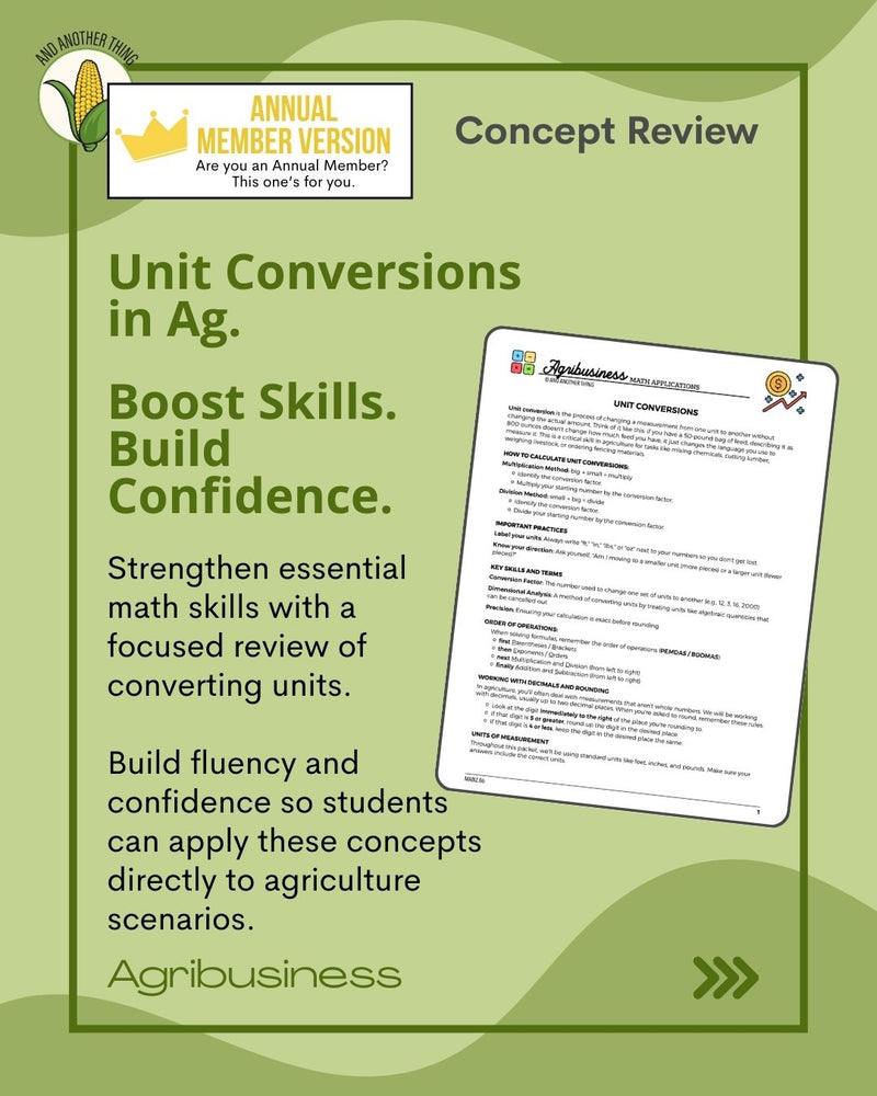 Load image into Gallery viewer, And Another Thing MATH APPLICATION, Agribusiness CONVERSIONS (ANNUAL)