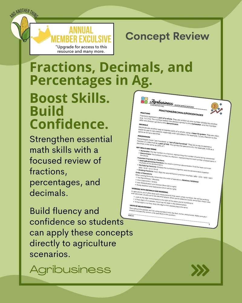 Load image into Gallery viewer, And Another Thing MATH APPLICATION, Agribusiness PERCENTAGES (ANNUAL)