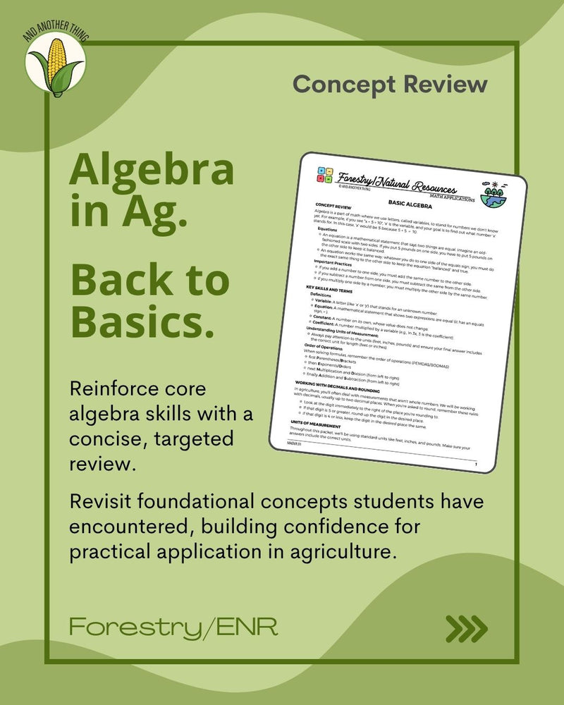 Load image into Gallery viewer, And Another Thing MATH APPLICATION, Forestry/ENR BASIC ALGEBRA