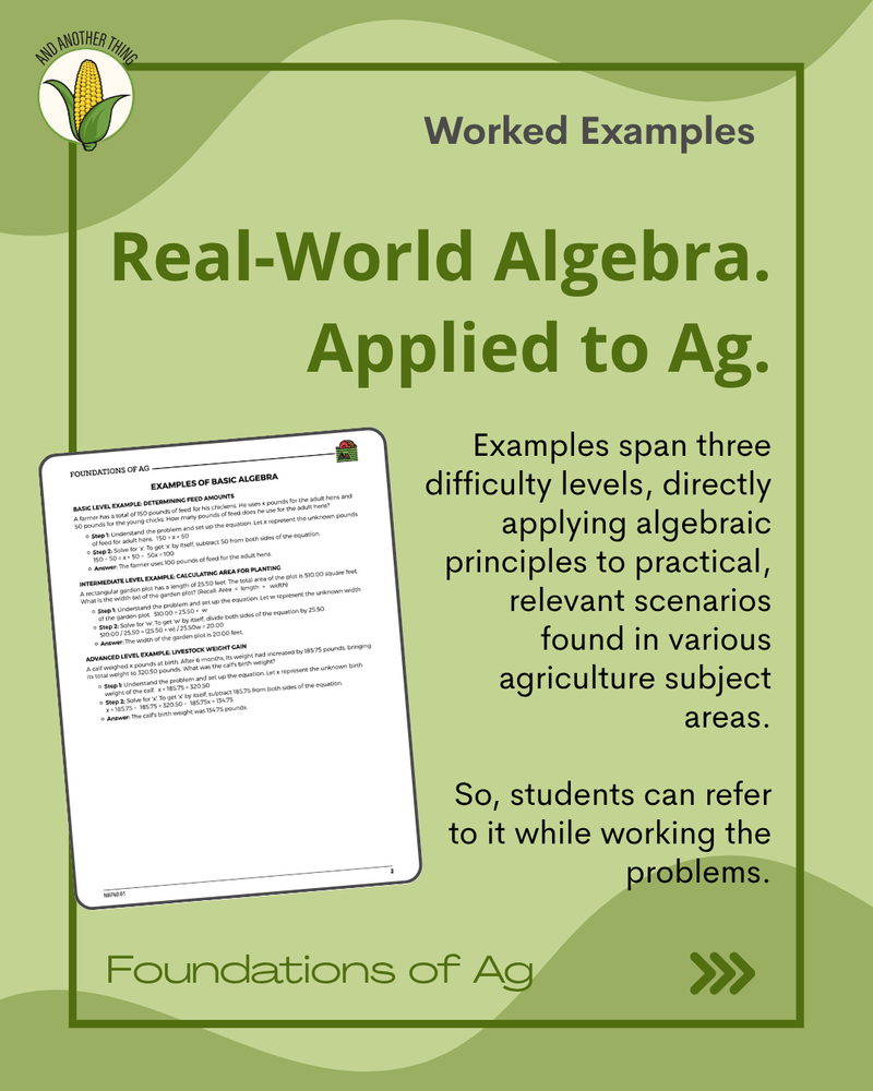 Load image into Gallery viewer, And Another Thing MATH APPLICATION, Foundations of Ag BASIC ALGEBRA (FREE)