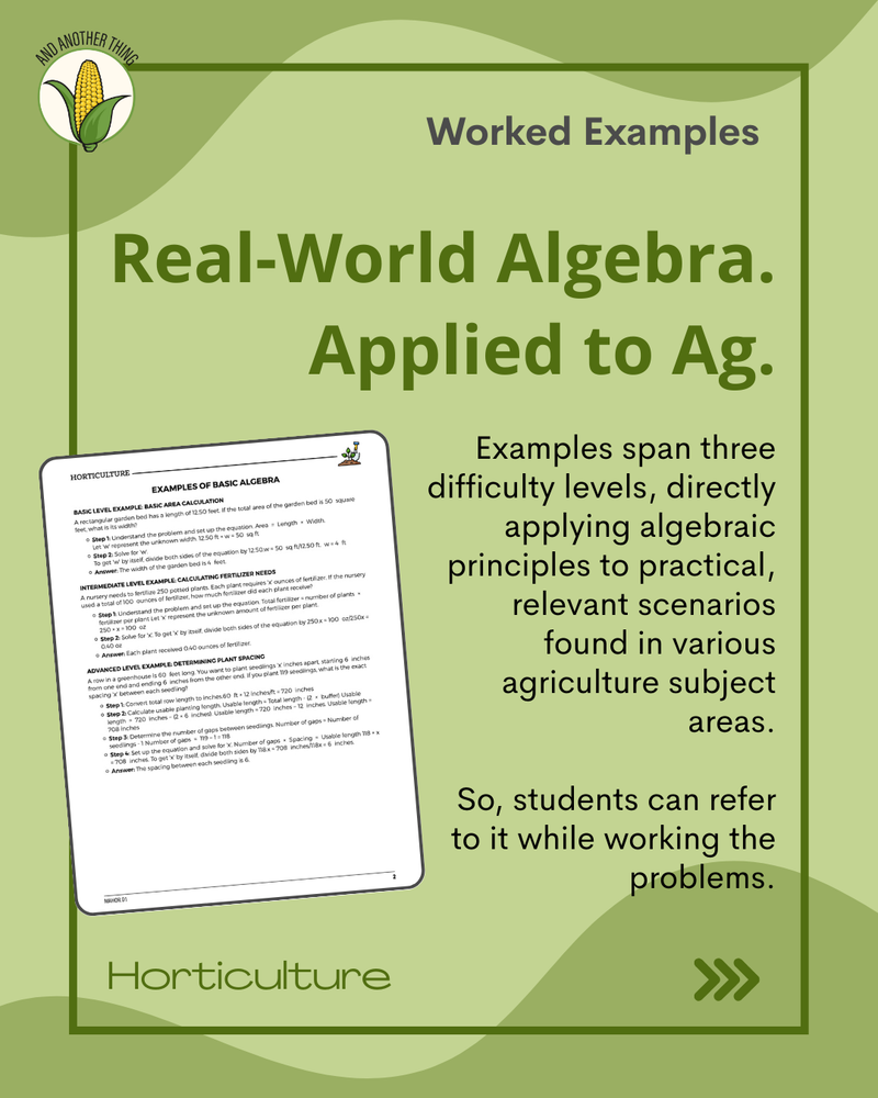 Load image into Gallery viewer, And Another Thing MATH APPLICATION, Horticulture BASIC ALGEBRA