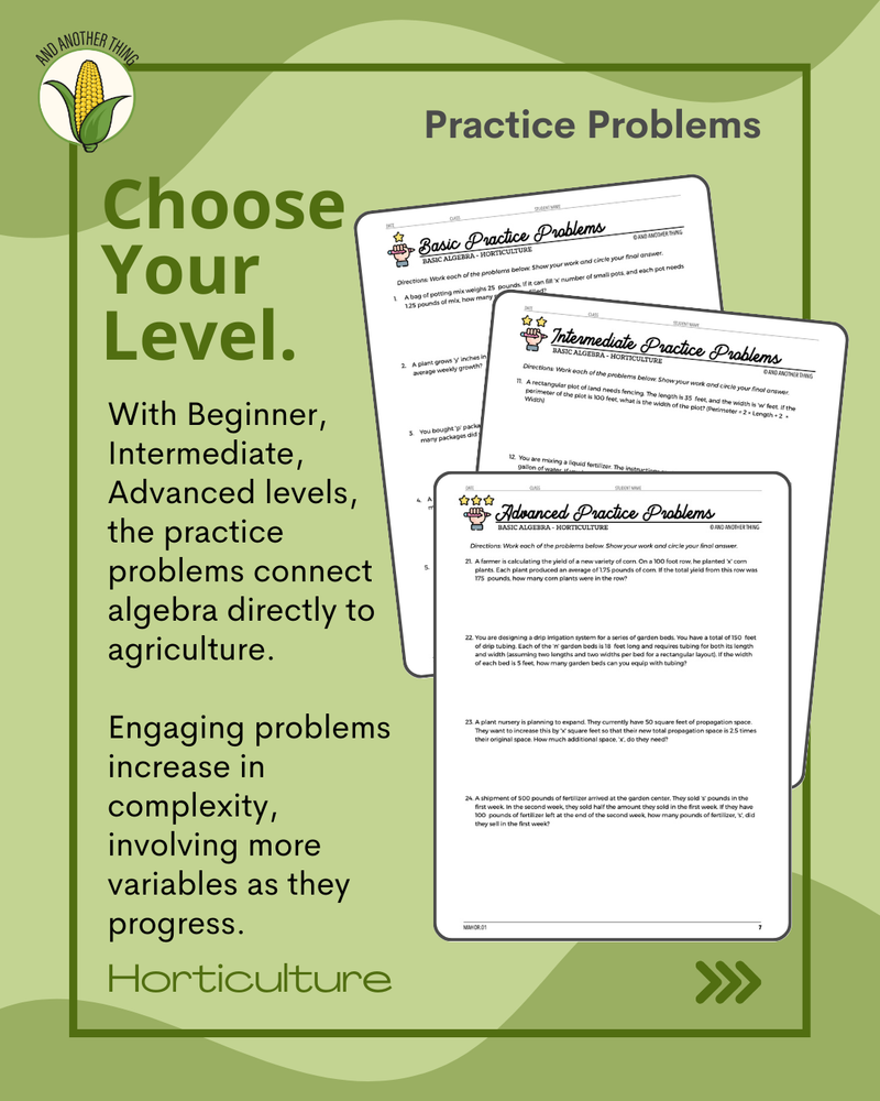 Load image into Gallery viewer, And Another Thing MATH APPLICATION, Horticulture BASIC ALGEBRA