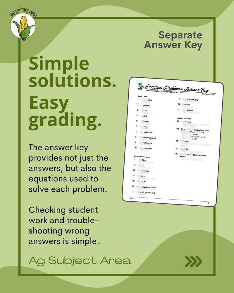 Load image into Gallery viewer, And Another Thing MATH APPLICATION, Livestock Production BASIC ALGEBRA