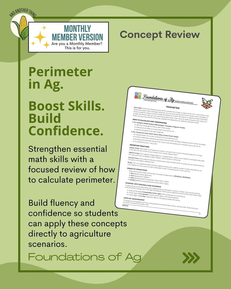 Load image into Gallery viewer, And Another Thing MATH APPLICATION, Foundations of Ag PERIMETER (MONTHLY)