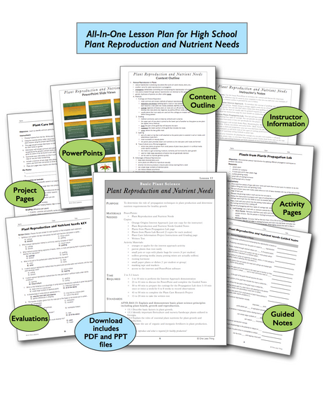 Plant Reproduction and Nutrient Needs High School, All-In-One Lesson Plan Download