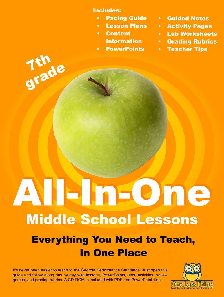 Load image into Gallery viewer, *Middle School 7th Grade, All-In-One Lesson Plans (Printed copy included)