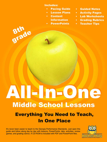 *Middle School 8th Grade, All-In-One Lesson Plans (Printed copy included)