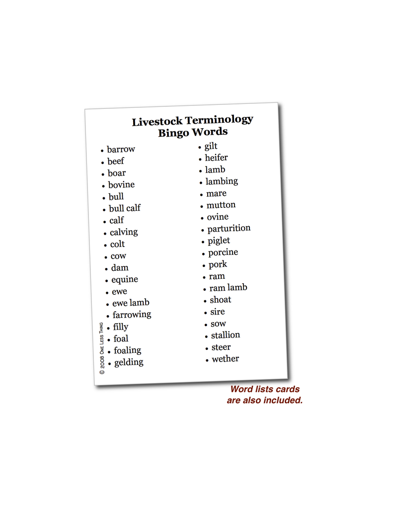 Load image into Gallery viewer, Livestock Terminology, Bingo Download Only