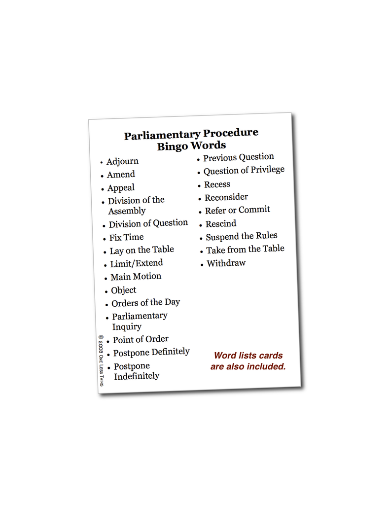 Load image into Gallery viewer, Parliamentary Procedure Bingo, Digital download