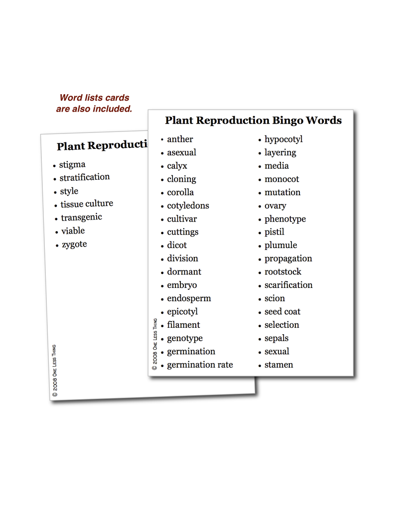 Plant Reproduction, Bingo Download Only