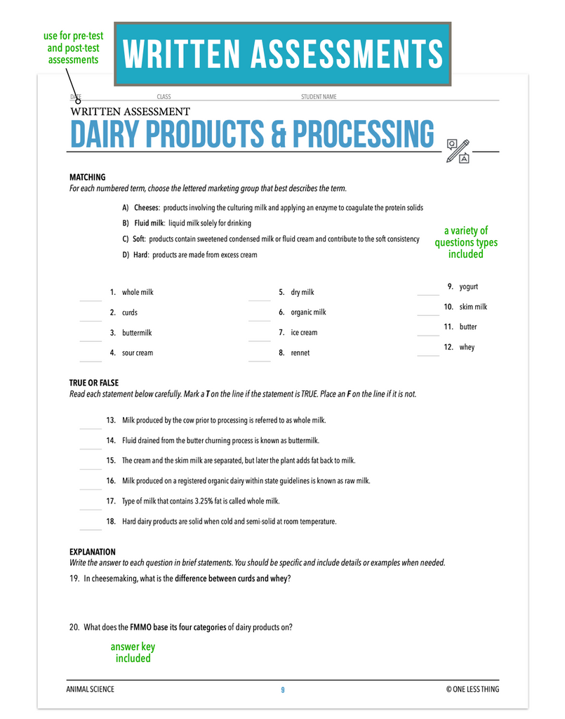 CCANS04.2 Dairy Product and Processing, Animal Science Complete Curriculum
