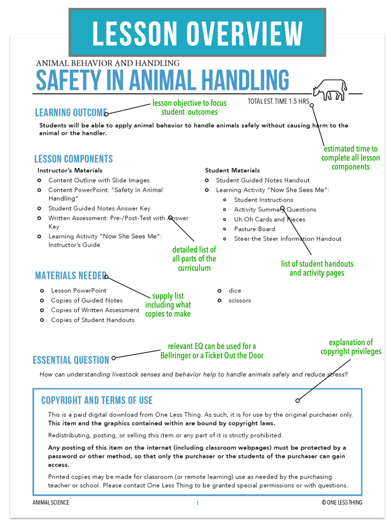 Load image into Gallery viewer, CCANS06.1 Safety in Handling, Animal Science Complete Curriculum