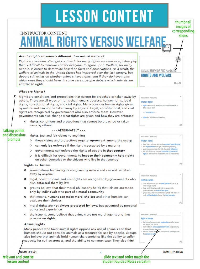 CCANS06.3 Rights vs Welfare, Animal Science Complete Curriculum