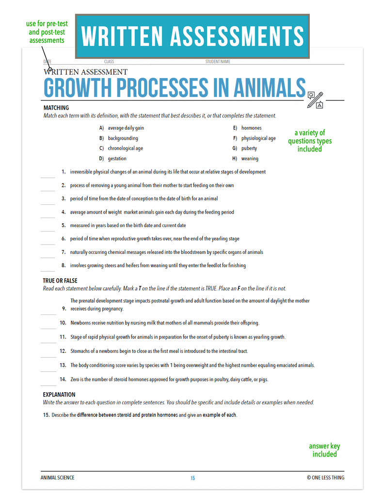 CCANS07.2 Growth Processes, Animal Science Complete Curriculum
