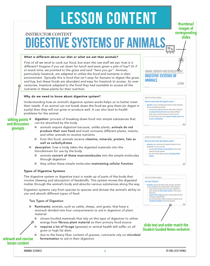 CCANS08.1 Digestive Systems, Animal Science Complete Curriculum