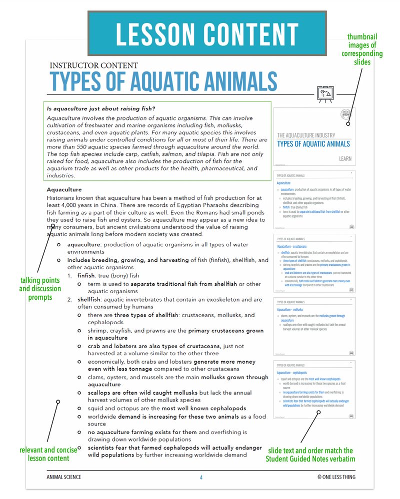Load image into Gallery viewer, CCANS13.1 Types of Aquatic Animals, Animal Science Complete Curriculum