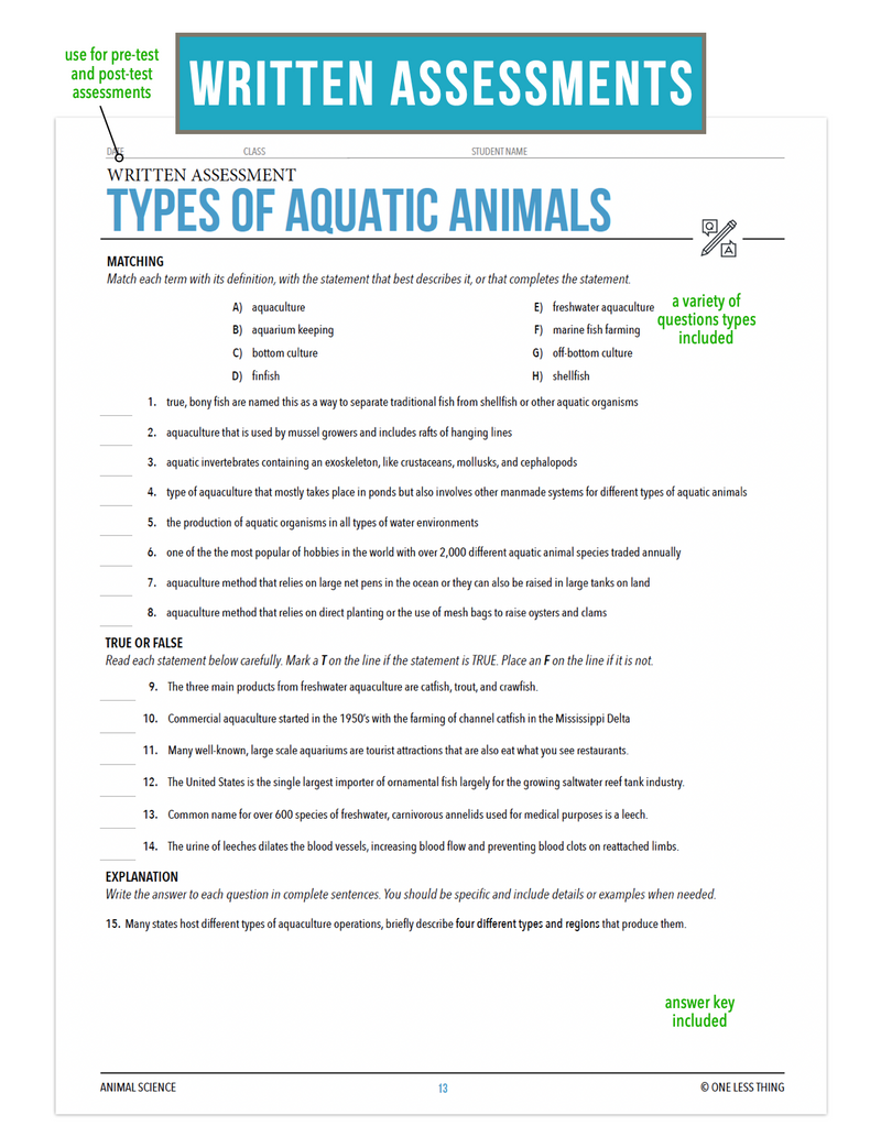Load image into Gallery viewer, CCANS13.1 Types of Aquatic Animals, Animal Science Complete Curriculum