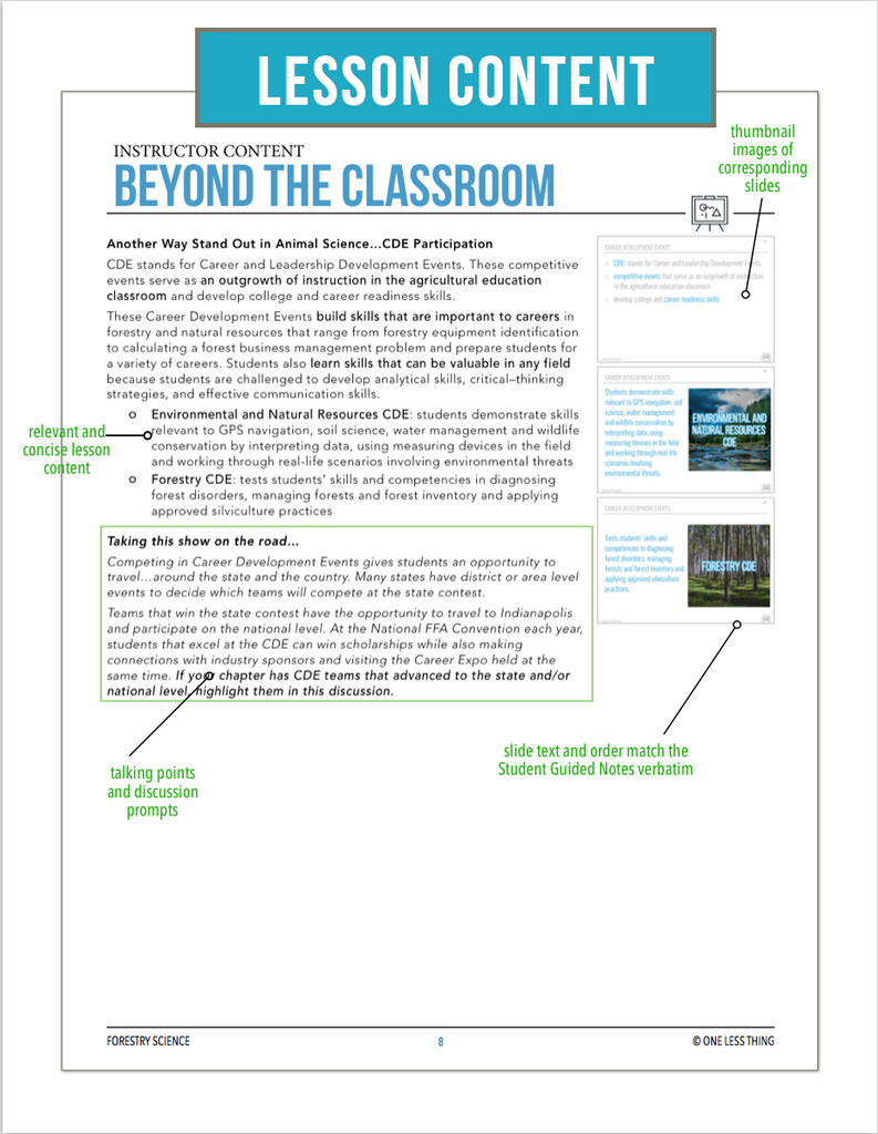 CCFOR01.2 Beyond the Classroom, Forestry Complete Curriculum
