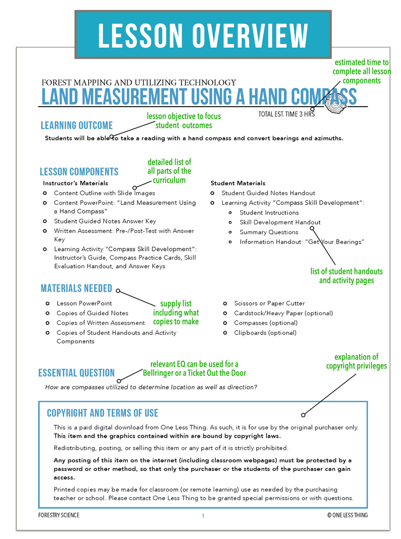 Load image into Gallery viewer, CCFOR11.1 Land Measurement with a Compass, Forestry Complete Curriculum