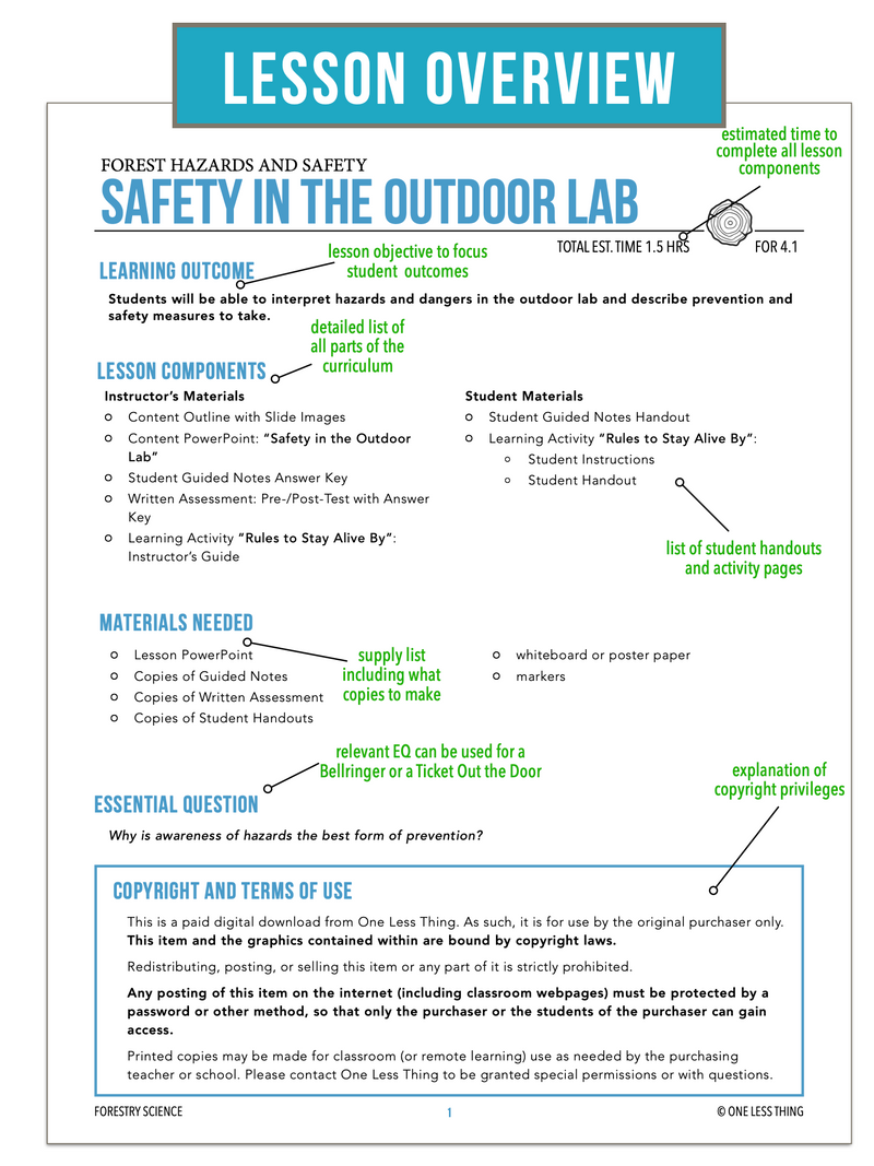 Load image into Gallery viewer, CCFOR04.1 Safety in the Outdoor Lab, Forestry Complete Curriculum