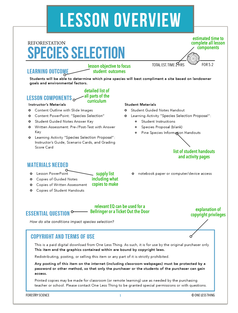 CCFOR05.2 Species Selection, Forestry Complete Curriculum