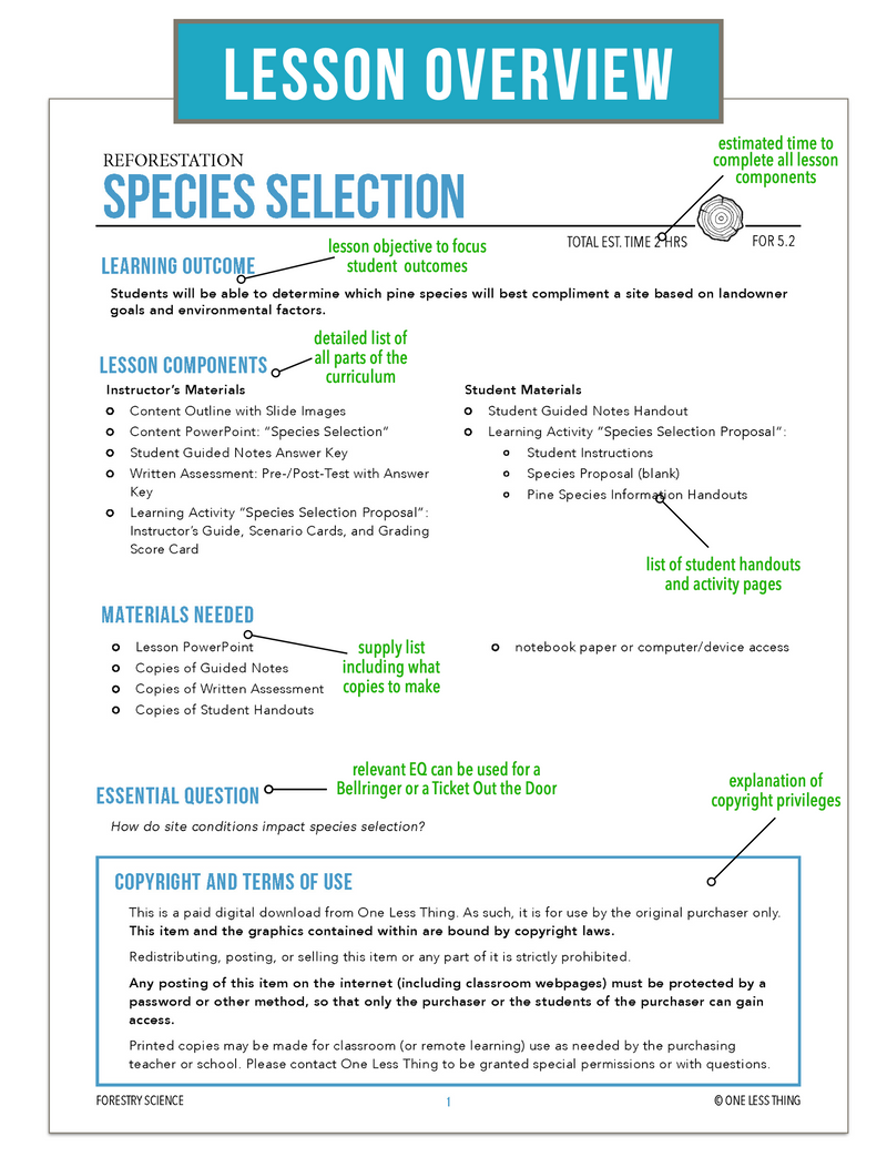 Load image into Gallery viewer, CCFOR05.2 Species Selection, Forestry Complete Curriculum
