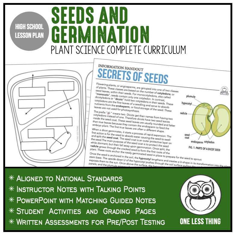 planting a seed lesson plan CCPLT04.1 Seeds and Germination, Plant Science Complete Curriculum – One Less Thing