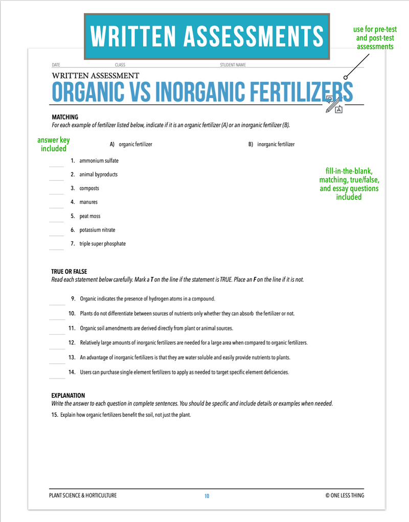 Load image into Gallery viewer, CCPLT08.2 Organic vs Inorganic Fertilizers, Plant Science Complete Curriculum