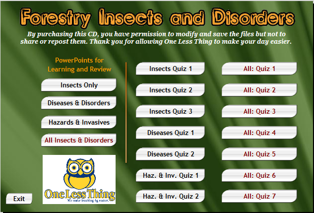 Forestry Insects and Disorders ID, PowerPoint Downloads