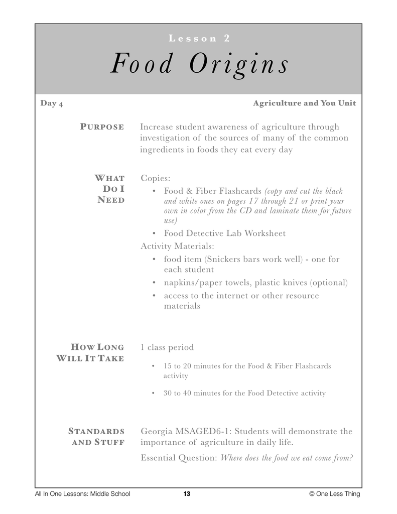Load image into Gallery viewer, 6-02 Food Origins, Lesson Plan Download