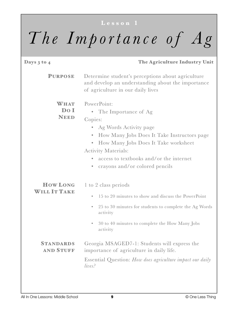Load image into Gallery viewer, 7-01 Importance of Ag, Lesson Plan Download