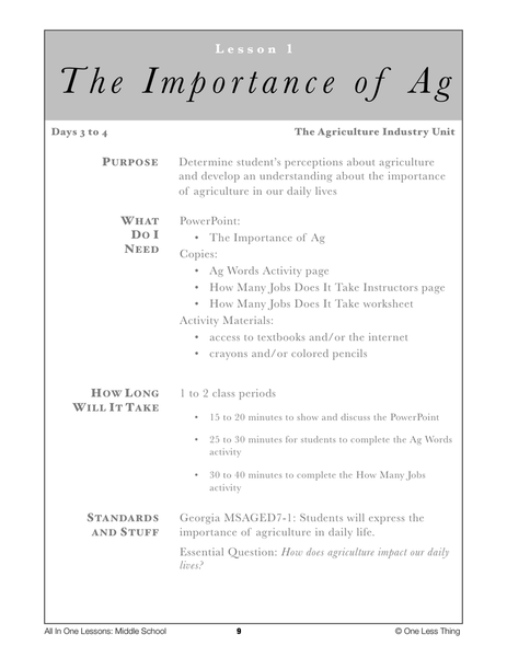 7-01 Importance of Ag, Lesson Plan Download