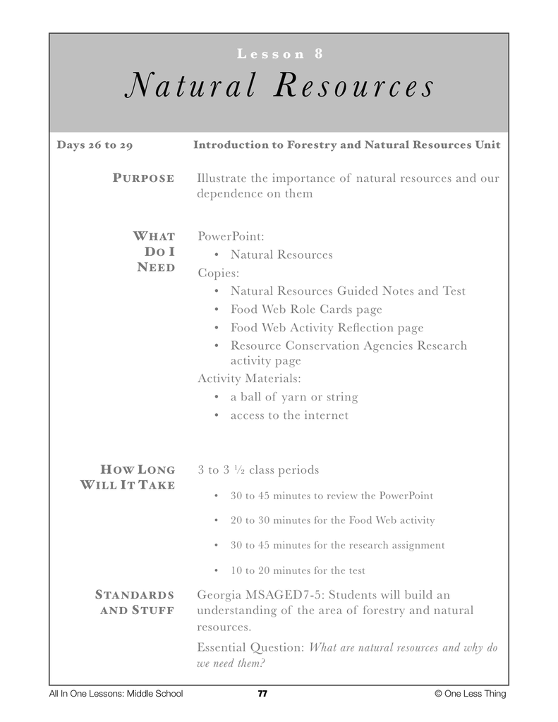 Load image into Gallery viewer, 7-08 Intro to Natural Resources, Lesson Plan Download