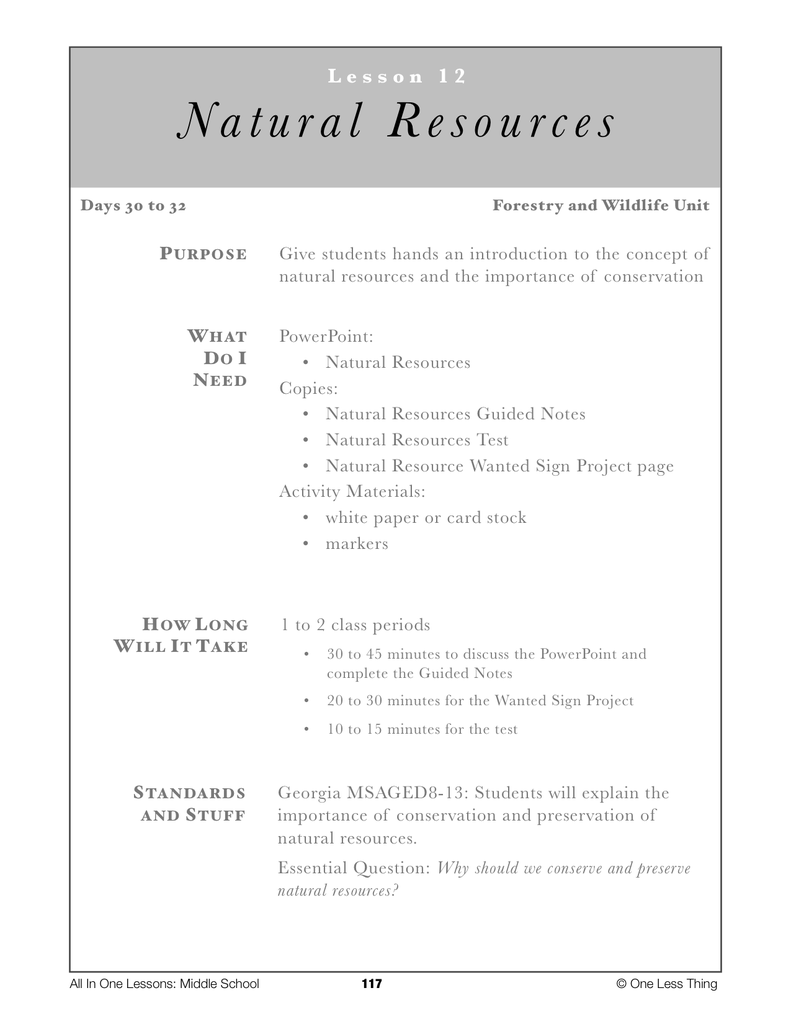 Load image into Gallery viewer, 8-12 Natural Resources, Lesson Plan Download