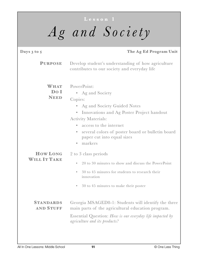 Load image into Gallery viewer, 8-01 Ag and Society, Lesson Plan Download