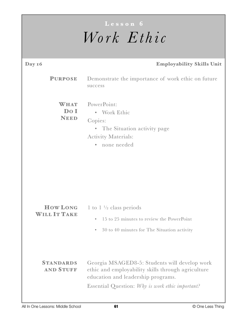 Load image into Gallery viewer, 8-06 Work Ethic, Lesson Plan Download