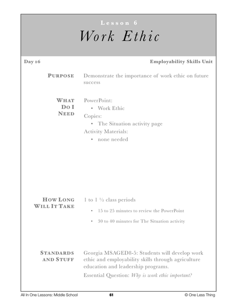 8-06 Work Ethic, Lesson Plan Download