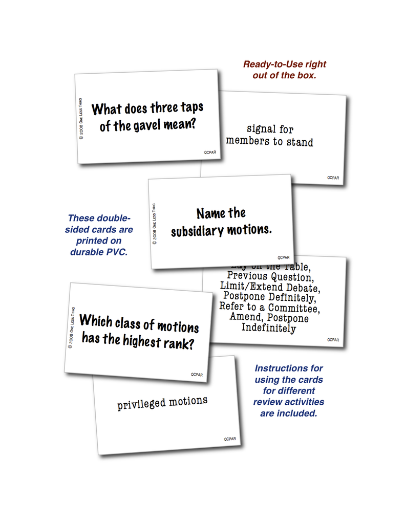 Parliamentary Procedure Quick Cards, Digital download – One Less Thing