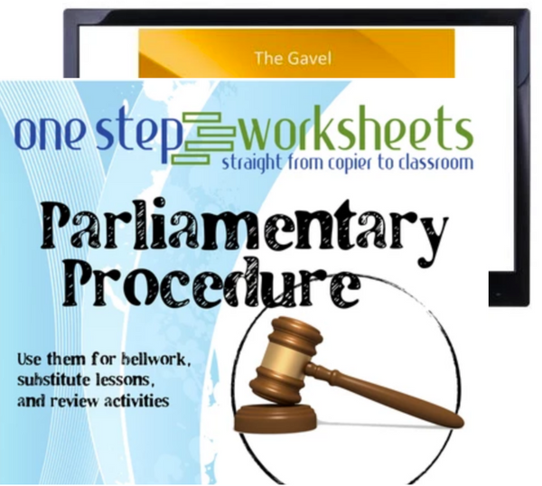 Parliamentary Procedure Package, PowerPoint & Worksheet Downloads